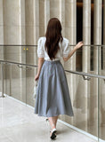 Rebel Check Banding Flare Long Skirt