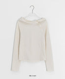 Lahomi Diagonal Ribbed Button Hood Long Sleeve Tee