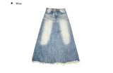 Haul Damage Washing Denim Long Skirt