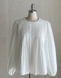Meringue pintuck shirred blouse