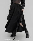 Poe wrap unbalanced long skirt