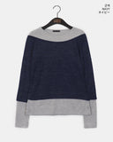 Philae brushed outer stripe fleece layered long sleeve T-shirt
