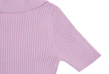 Flower Dot Embroidery Short Sleeve Knit Collar Tee