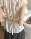 Kuya puff sleeve short sleeve blouse