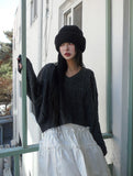 Bare Cable V-Neck Crop Knit