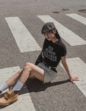Media lettering cropped short-sleeved
