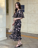 Ephelo Flower Chiffon Frill Wrap One Piece (Strap Set)