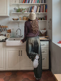look side folding washing denim pants