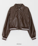 Loving Two-Way Leather Collar Crop Jacket