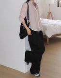 Mote cut key ring loop two-way wide cotton pants