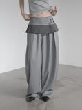 Curved Balloon Pleated Wrap Slacks