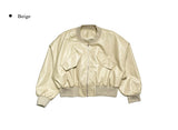 Midyu Leather Crop Blouson Jumper