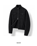 Horin Pocket Semi-Crop Knit Zip-Up