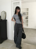 [A/M]Miran Nylon String Pintuck Wide Pants