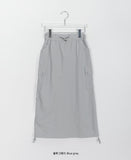 Kudomi Shirring Cargo Nylon Bendable Long Skirt