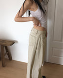 Dus Side Folding Pintuck Wide Cotton Pants