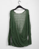 Concle Back Silt Strap Wrap Punching Layered Long Sleeve Knit