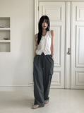 Coffin punched lace string sleeveless blouse