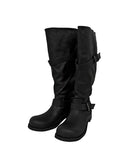 Double Buckle Biker Wide Long Boots