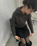 Chise cable knit half zip-up