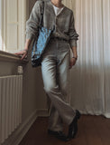 Straight brush washed bootcut denim