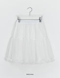 Lornin Tiered Tulle Banding Midi Skirt