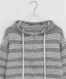 Feltenden Stripe Knit Hood Zip-Up Cardigan