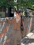 Latte Vintage Lace Strap Long Sleeve Cardigan