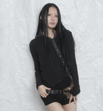 [mnem] Button Fur Hoodie Top