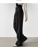 Winter Wool Two Pintuck Inner Clip Wide Slacks