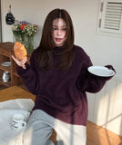 [10% wool] Huggable two-tone mixed mohair knit