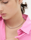 Nova Silver (W) Pave Link Station Necklace