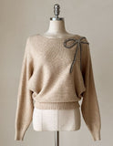 Lores Cubic Ribbon Boat Neck Knit
