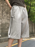 [UNISEX] Cutts Side Snap Crop Bermuda Pile Pants