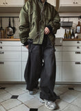 Maxi balloon snap denim pants