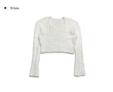 Otsu Angora Ribbed Cropped V-Neck Knit