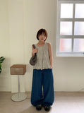 Dilte Check Flower Sleeveless Blouse