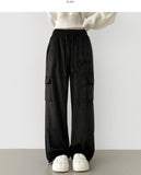 Corduroy Microfiber Velvet Pocket Cargo Long Wide Banding Pants