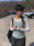[MADE] Colin Diagonal Button Sleeveless See-Through Layered T-Shirt