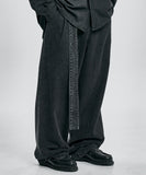 Asymmetric Washed Denim Pants