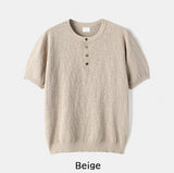 Icy Henley Neck Short Sleeve Knit