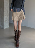 Denzel Cutting Pleats Cotton Pantskirt