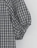 Zimo Check Button Puff Short Sleeve One Piece