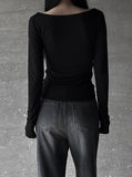 See-through deep round neck tee