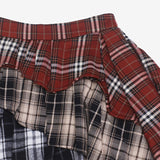 Chena unbalanced check tiered skirt
