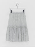 Pmari Layered Dot Banding Midi Skirt