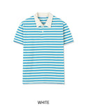 Summer Terry Stripe Collared Short Sleeve Tee