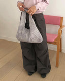 Pomu Croissant Cut Leather Hobo Shoulder Bag