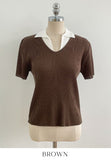 Gelato Color Matching Collar Cool Ribbed Knit