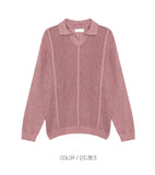 Open collar mesh knit